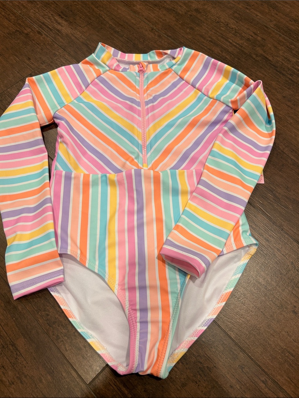 btween Rainbow Stripe Long Sleeve One-Piece Swimsuit. Brand new !